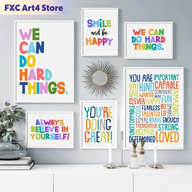 Kids Education Motivation - Rahmenloses Positives Kinder-Klassenzimmer-Wandbild Inspirierendes Poster Bildung