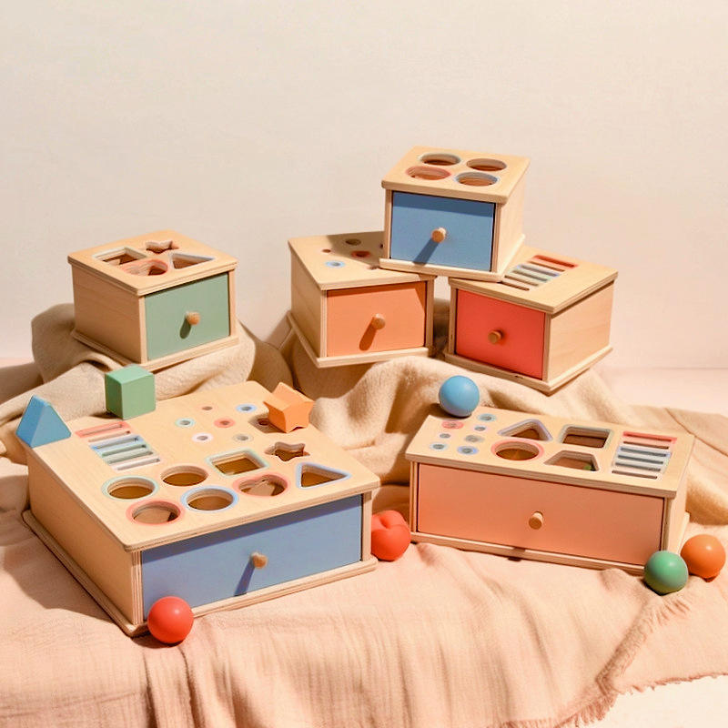 Montessori Shelf Toy - Baby Objekt Permanent Box Montessori Holz