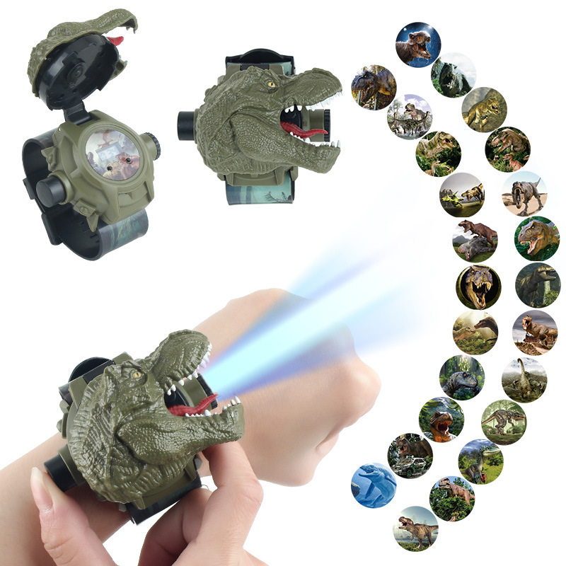Kids Educational Watch - Kinder Dinosaurier Projektion Uhr Cartoon Dinosaurier