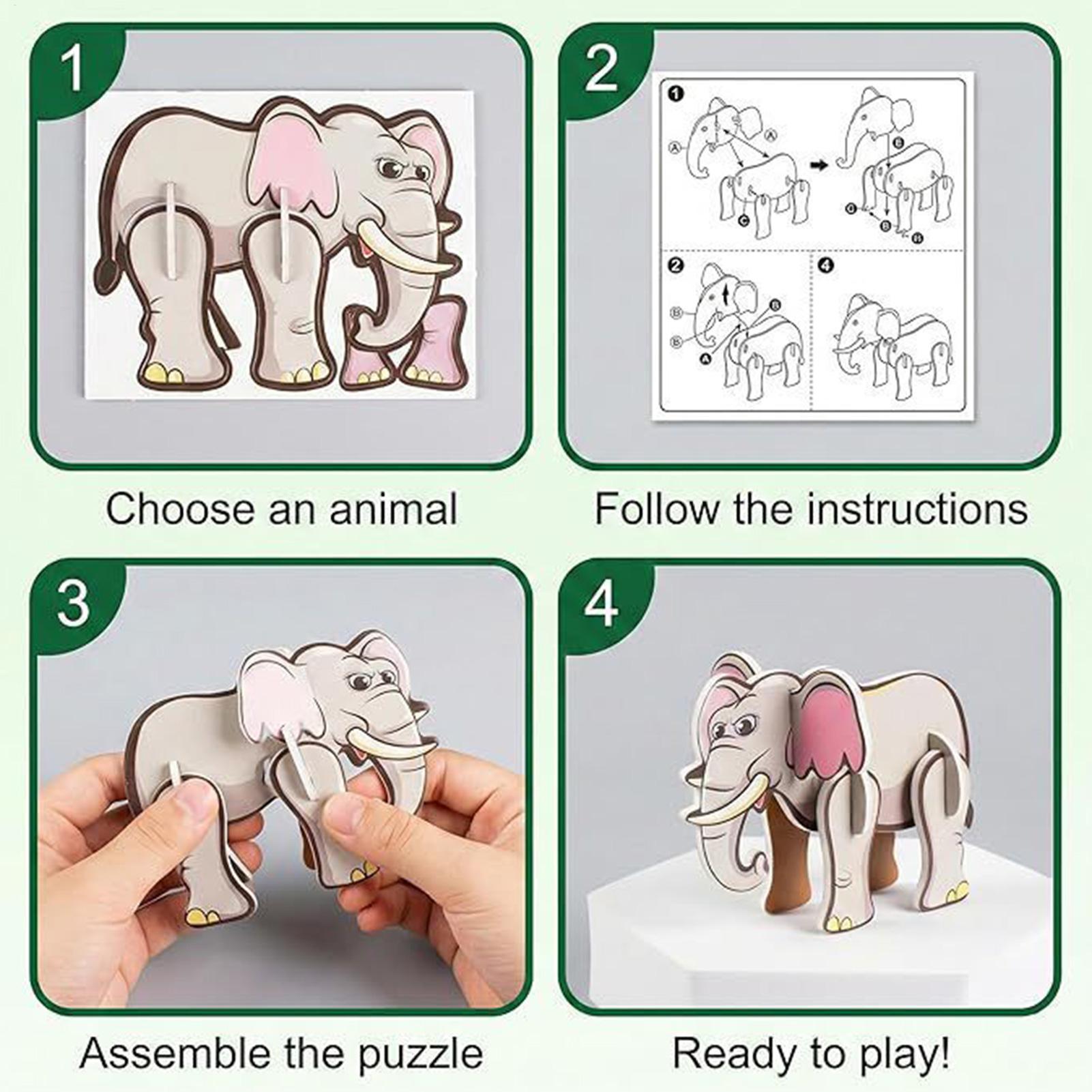 Kids Education Fun - 3D-Cartoon-Puzzles für Kinder, 7 Muster, 3D-Spaß-Schaumstoff-Lernspielzeug,