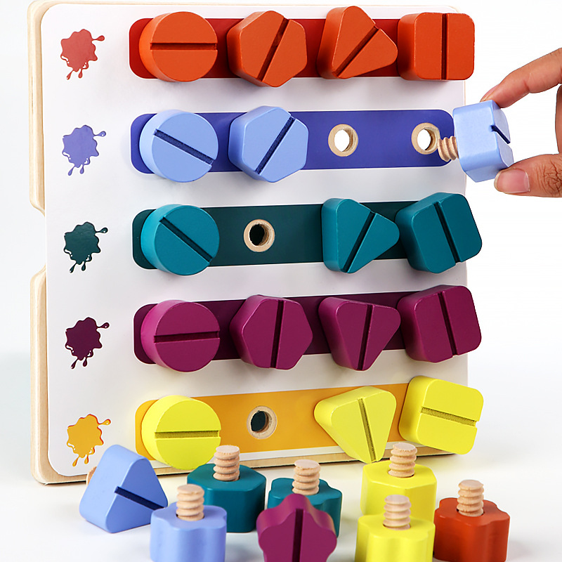 Montessori Shelf Toy - Kinder Holz Schraube Mutter Demontage Form