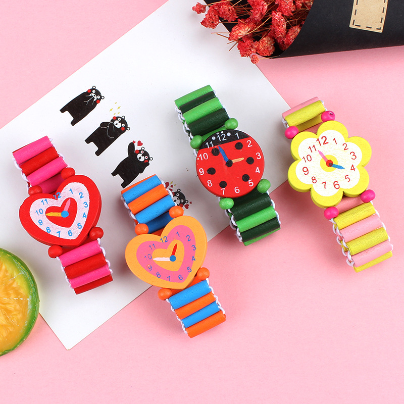 Kids Educational Watch - 3 teile/los Holz Armbanduhren Nizza Cartoon