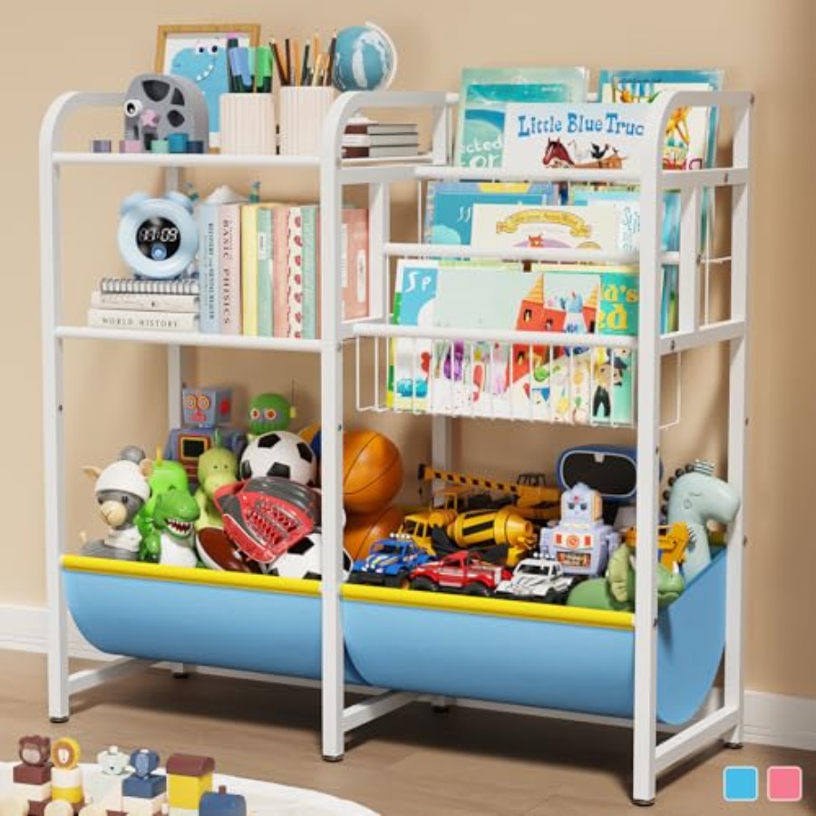 Montessori Shelf Toy - 3-in-1 Bücherregal und Spielzeug-Aufbewahrungsorganizer, Baby Montessori