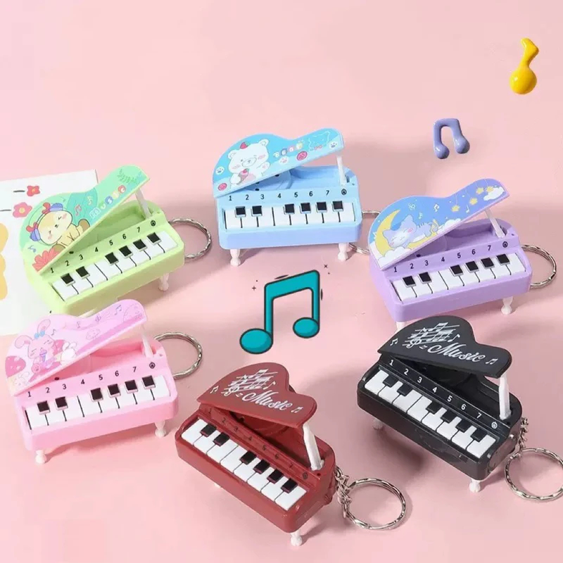 Kids Education Fun - Niedlicher Mini-Desktop-Klavier-Schlüsselanhänger, bunter Mini-Musikspielautomat, lustiges Lernspielzeug,