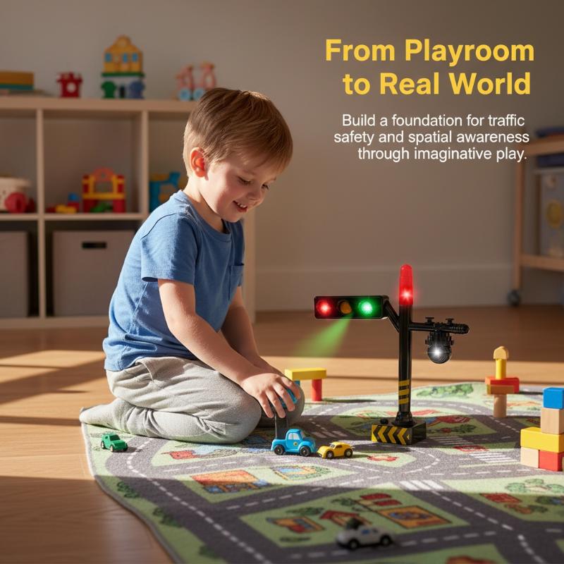 Kids Education Desk - Pädagogisches Mini-Verkehrssignallicht-Modell für Kinder, Simulations-Spielzeug, LED-Straßenschild-Lernspielzeug