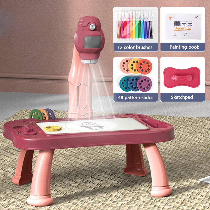 Kids Education Desk - Kinder Led Projektor Kunst Zeichnung Tisch