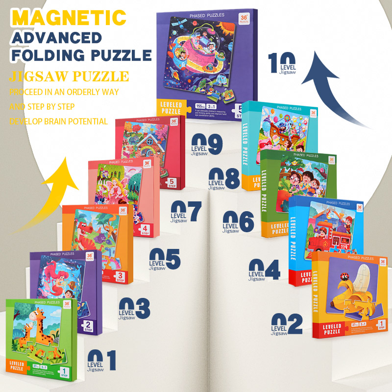 Game Educational For Kids Free - Magnetisches Holzpuzzle für Kinder mit Cartoon-Muster,