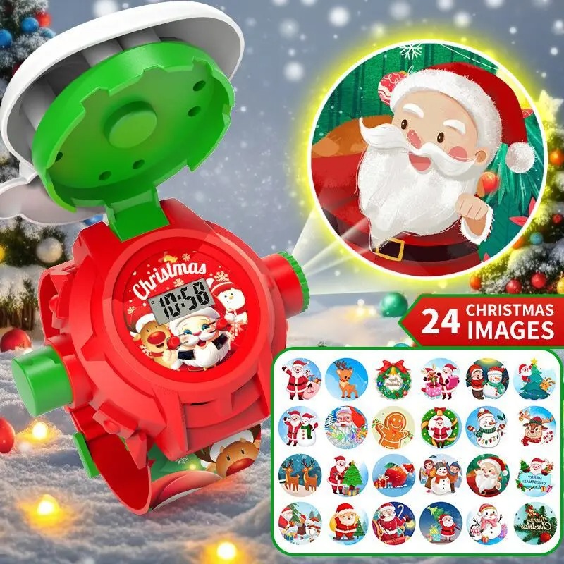 Kids Educational Watch - Weihnachts-Projektionsuhr für Kinder, 24 Muster Digitale