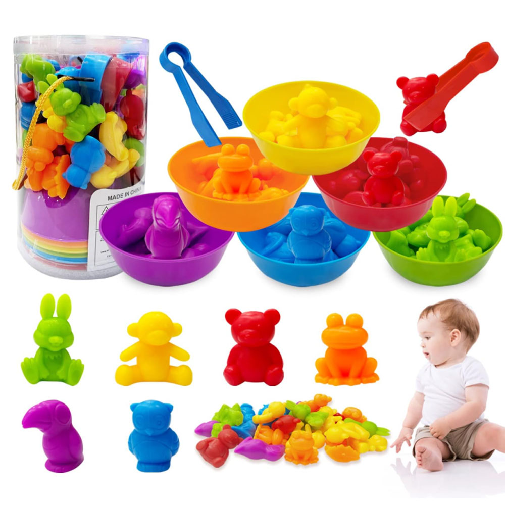 Montessori Shelf Toy - Zähl- und Sortierspielzeug mit Tieren für