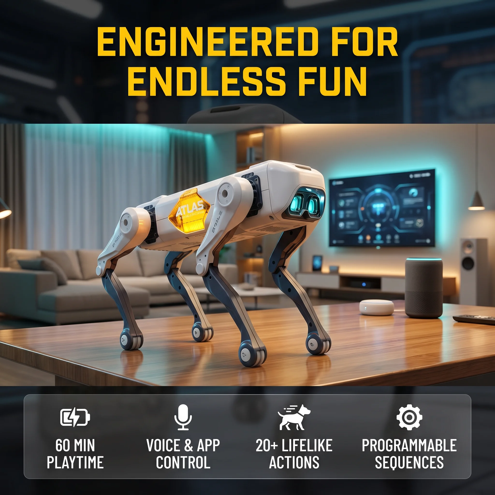 Kids Education Learning - KI-Smart-Roboterhund, Sprach- & App-Steuerung, Programmierbar, Tanzt,