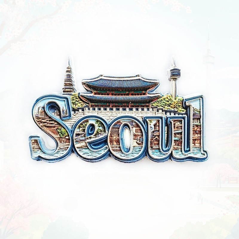 Magnetic Letter Board - Seoul Gyeongbokgung & Namsan Tower Kühlschrankmagnet