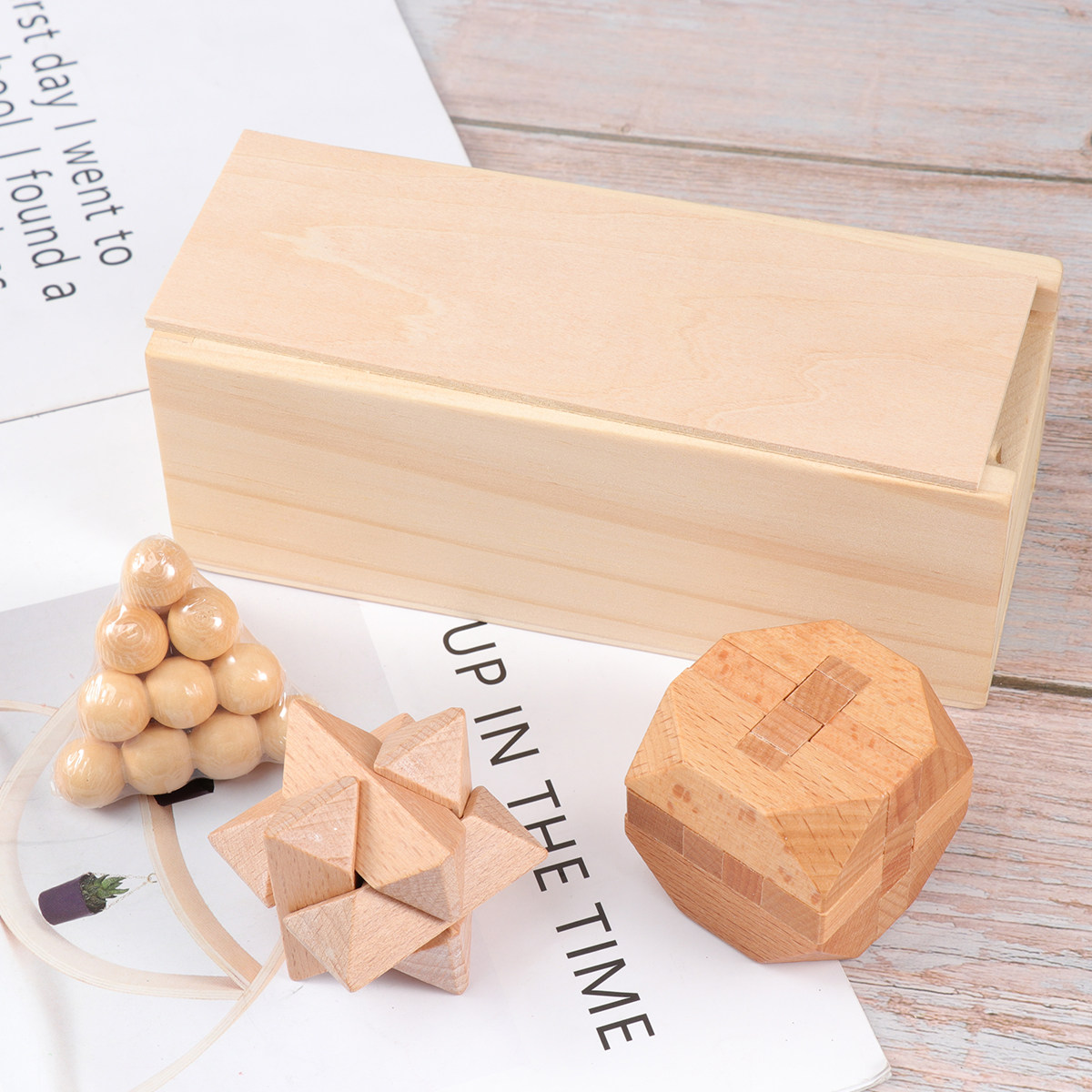 1 Set Holzpyramiden-Puzzle Den – Kids Education Fun Bewertung und Preis