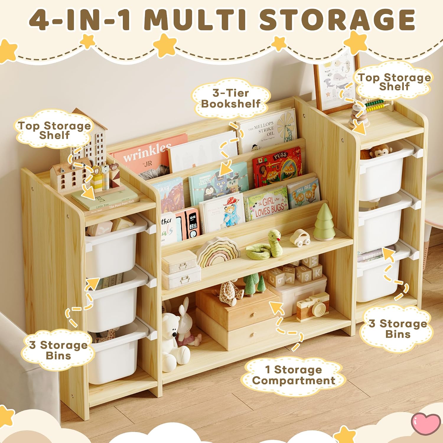 Kinder-Spielzeug-Aufbewahrungs – Montessori Shelf Toy Bewertung und Preis