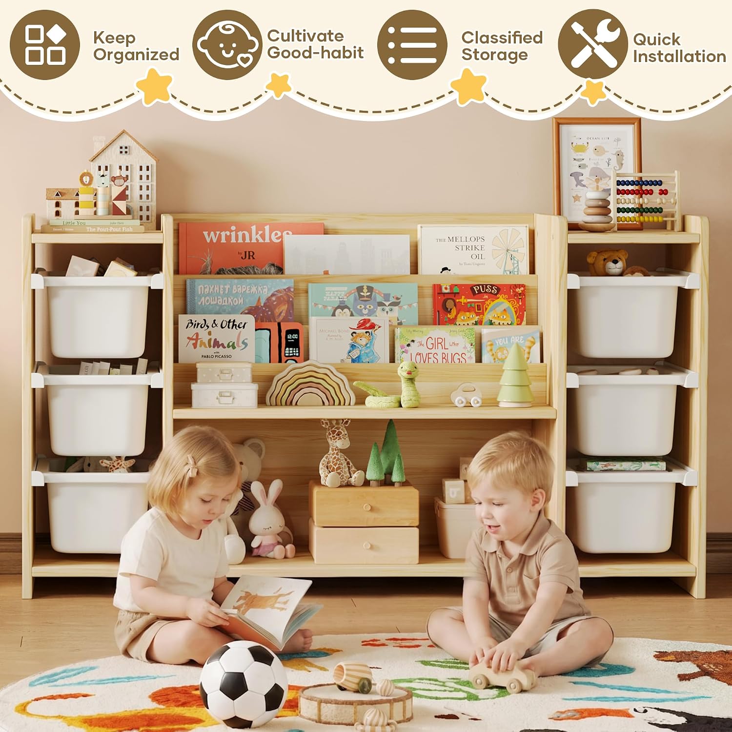 Kinder-Spielzeug-Aufbewahrungs – Montessori Shelf Toy Bewertung und Preis