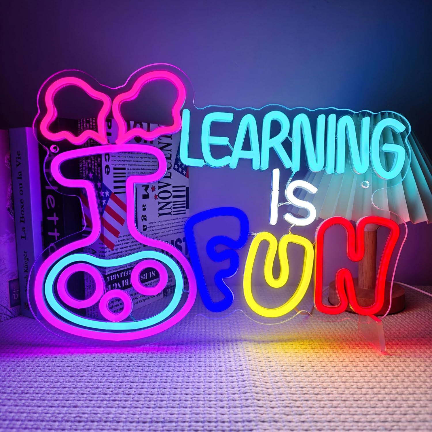 Lernen macht Spaß Neon-Schild  – Kids Education Motivation Bewertung und Preis
