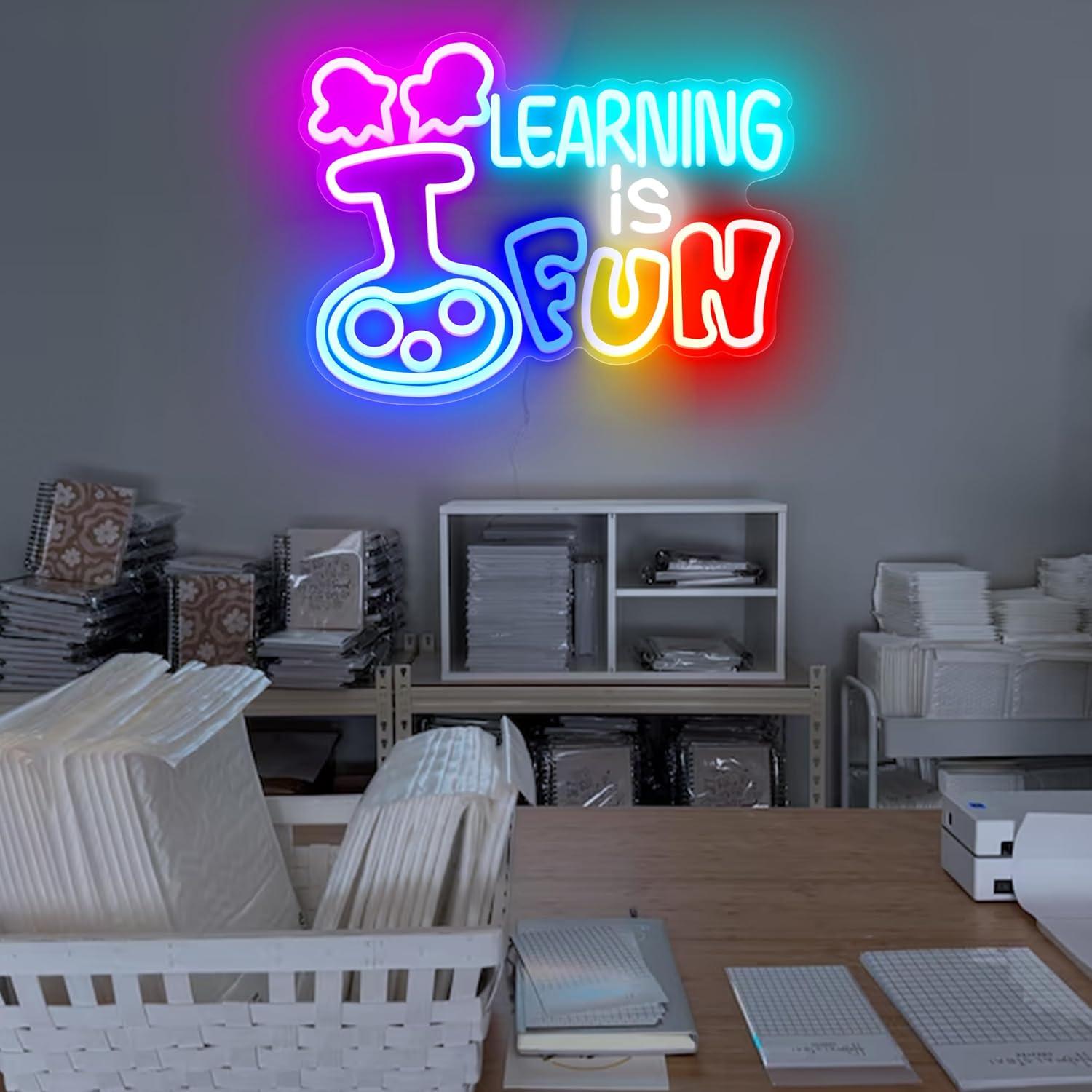 Lernen macht Spaß Neon-Schild  – Kids Education Motivation Bewertung und Preis