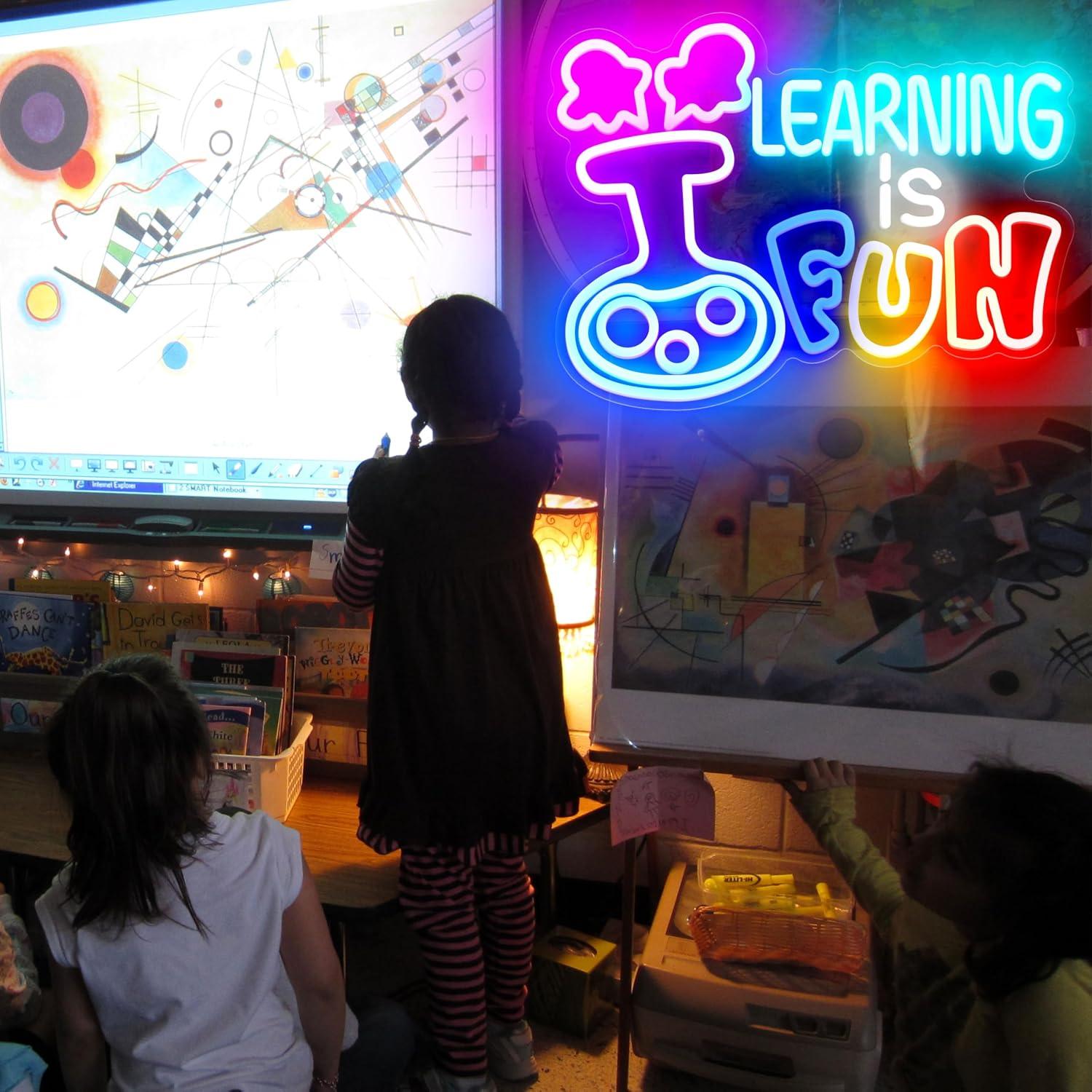 Lernen macht Spaß Neon-Schild  – Kids Education Motivation Bewertung und Preis